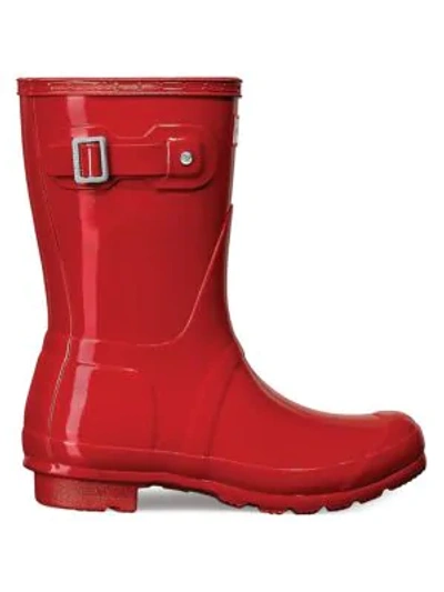 Hunter Original Short Gloss Rain Boots In Military Red Gloss