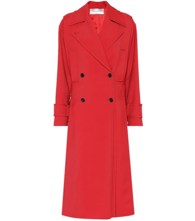 Valentino Wool-blend Trench Coat In Red