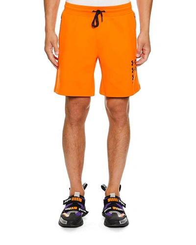 Palm Angels Men's Graphic Sweat Shorts In Orange/black