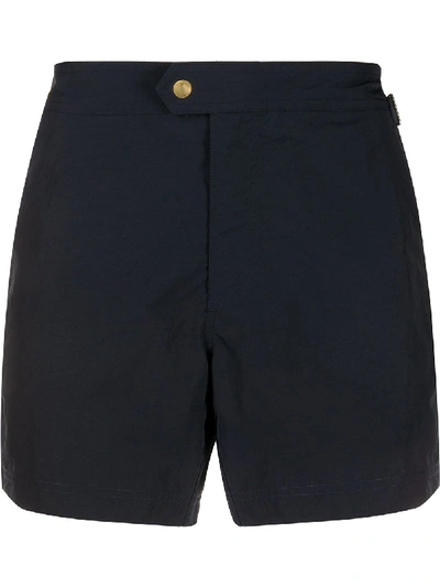 Tom Ford Men's Solid Swim Trunks, Navy Blue In Dark Blue