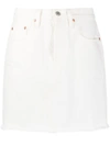 Levi's Deconstructed Frayed-hem Denim Mini Skirt In White