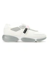 Prada Cloudbust Logo-embossed Rubber And Leather-trimmed Mesh Sneakers In White