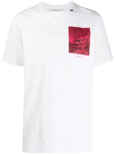 Off-white Slim Fit Halftone Arrow Graphic T-shirt In White,fuchsia