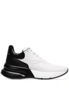 Alexander Mcqueen Two-tone Leather Exaggerated-sole Sneakers In Optic White/black