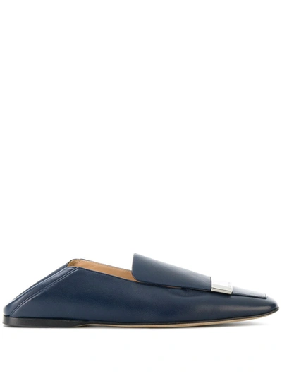 Sergio Rossi Slip-on Logo Plaque Loafers In Blue
