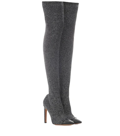 Givenchy Graphic Over-the-knee Boots In Silver