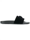 Versace Medusa Head Velvet Slides In Black