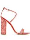 Giuseppe Zanotti Tara Glitter Block-heel Sandals In Red