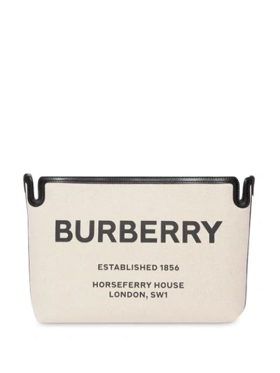 Burberry Medium Horseferry Print Canvas Clutch In Neutrals