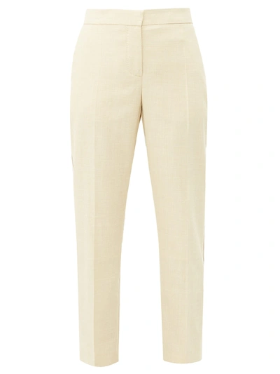 Burberry Addison Side-stripe Linen Straight-leg Trousers In Sesame