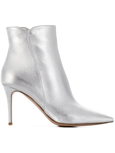Gianvito Rossi Metallic Ankle Booties In Silver