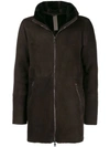 Giorgio Brato Hooded Front Zip Coat In Brown