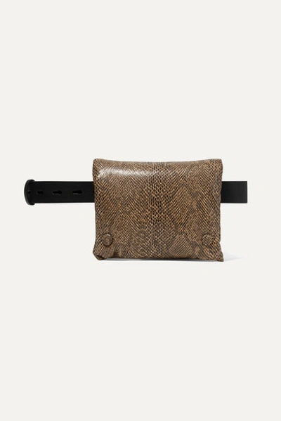 Nanushka Tao Snake-effect Vegan Leather Belt Bag In Brown