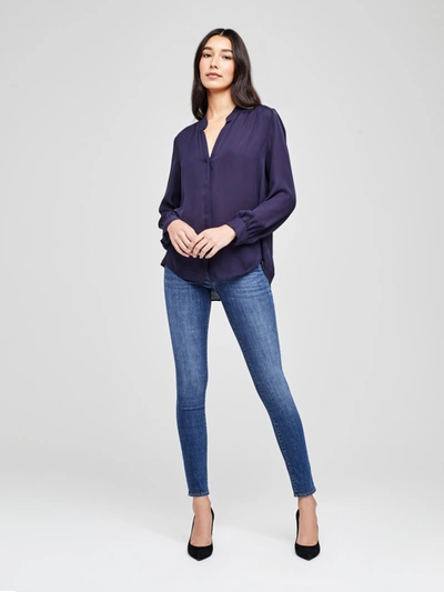 L Agence Bianca Blouse In Midnight