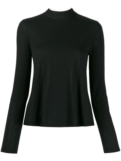 Red Valentino Ribbed High Neck Jumper In Black