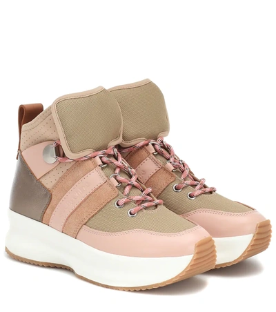 See By Chloé Nicole Canvas, Leather And Suede High-top Sneakers In Pink