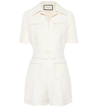 Gucci Wool And Silk Playsuit In White