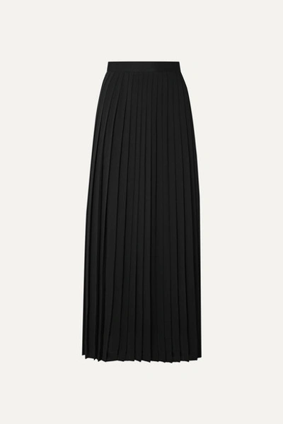 The Row Lawrence Pleated Crepe De Chine Midi Skirt In Black