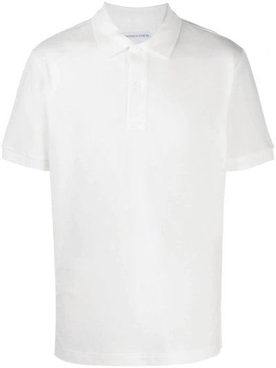 Bottega Veneta Ribbed Collar Polo Shirt In White