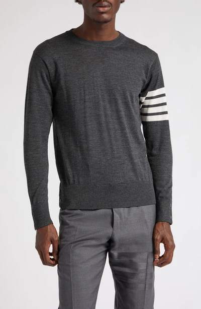 Thom Browne Striped Merino Wool Sweater In Gray