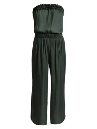 Halston Heritage Strapless Wide-leg Jumpsuit With Pockets In Duffle