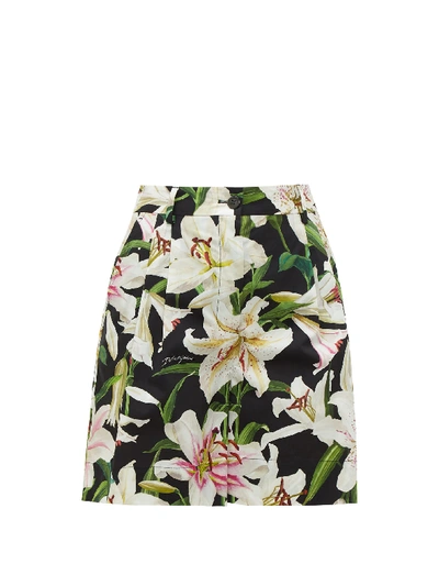 Dolce & Gabbana Lilium-print Cotton-poplin Shorts In Floral Print