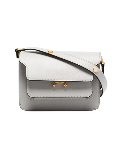 Marni Trunk Mini Leather Cross-body Bag In Grey