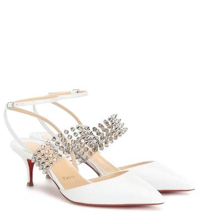 Christian Louboutin Levita Studded Pvc & Leather Ankle-strap Pumps In White