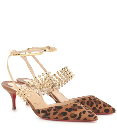 Christian Louboutin Levita 55 Spiked Pvc, Mirrored-leather And Leopard-print Suede Pumps In Multi