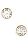 Kate Spade Stainless Steel Colored Crystal Stud Earrings In Clear/ Gold
