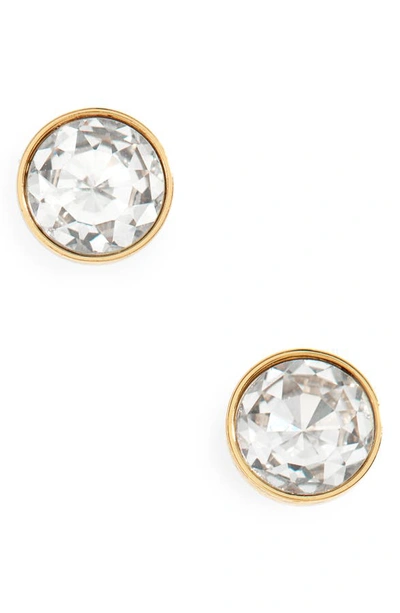 Kate Spade Stainless Steel Colored Crystal Stud Earrings In Clear/ Gold