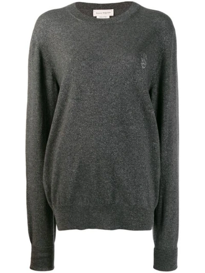 Alexander Mcqueen Skull Logo Sweater In Grey