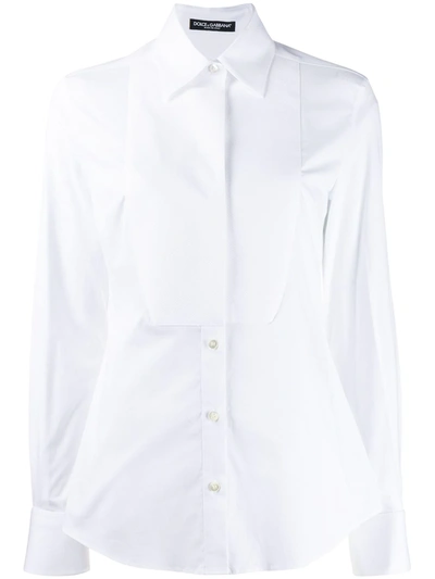 Dolce & Gabbana Pointed Collar Buttoned Shirt In White