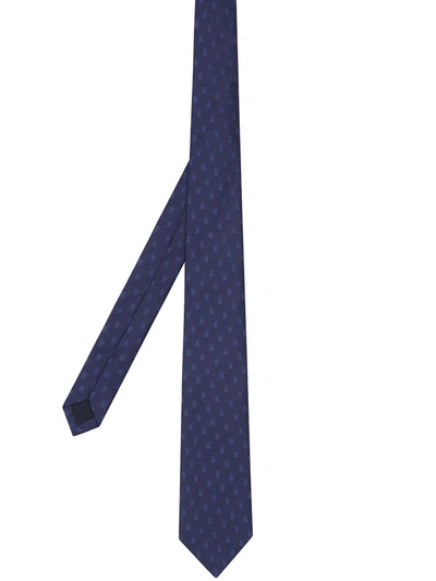 Burberry Classic Cut Monogram Motif Silk Jacquard Tie In Navy