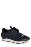 Balenciaga Men's Race Runner Mesh & Leather Sneakers In Blue/ Black