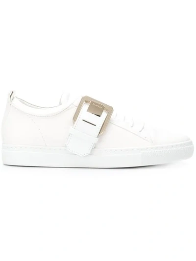 Lanvin Square Buckle Sneaker In White