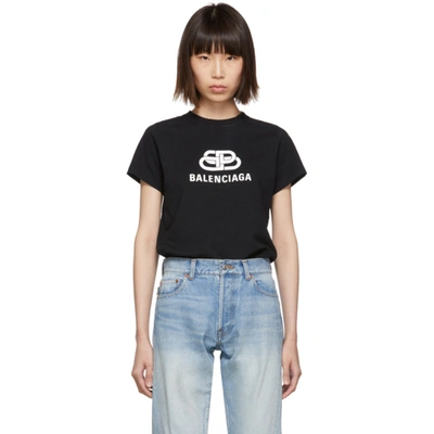 Balenciaga New Bb Logo Cotton Jersey T-shirt In Black