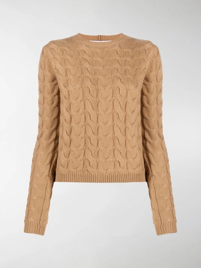 Max Mara Giotre Cable Knit Cashmere Sweater In Neutrals