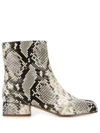 Maison Margiela Tabi Snakeskin-embossed Leather Ankle Boots In Dirty White