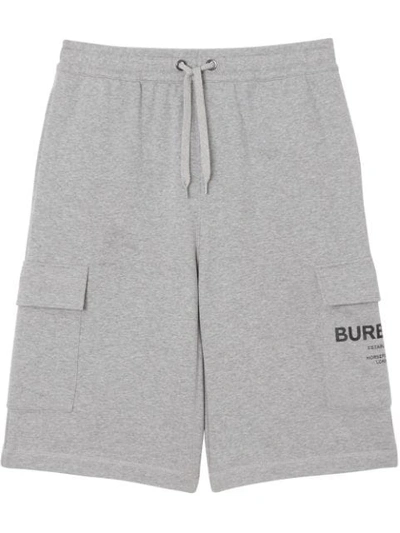 Burberry Men's Army Cargo Cotton Track Shorts In Grey