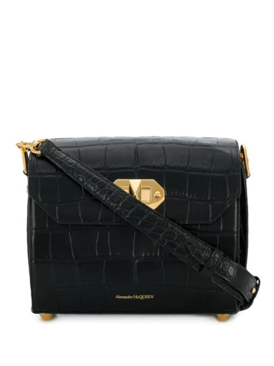 Alexander Mcqueen Twist-lock Fastening Shoulder Bag In Black