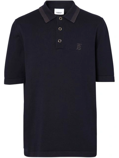 Burberry Snap Short Sleeve Jersey Polo In Navy