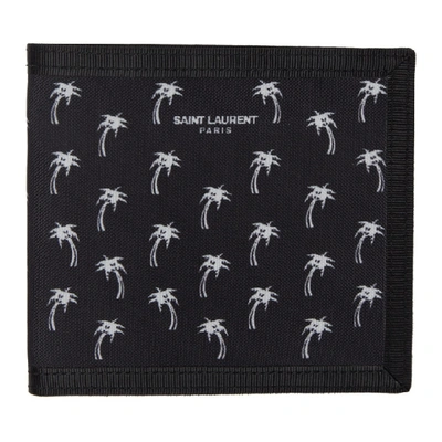 Saint Laurent Palm Tree Print Card Holder In Black