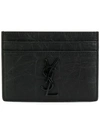 Saint Laurent Monogram Crocodile-effect Leather Cardholder In Black