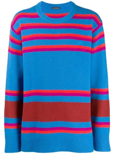 Acne Studios Nimah Stripe Face Sweater In Bdw-blue Multicolor