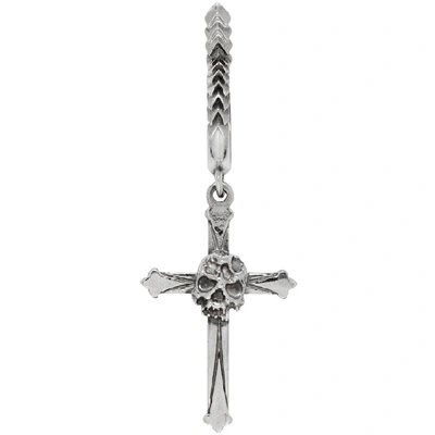 Emanuele Bicocchi Silver Cross And Skull Earring