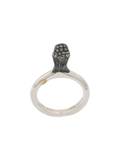 Rosa Maria Diamond Embellished Ring In Silver