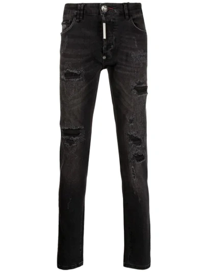 Philipp Plein Distressed Jeans In Black