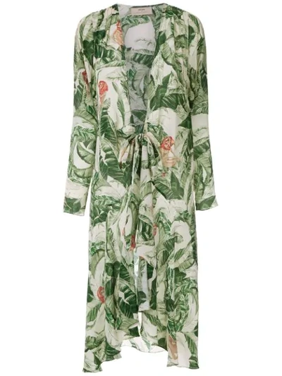 Adriana Degreas Silk Robe In Green