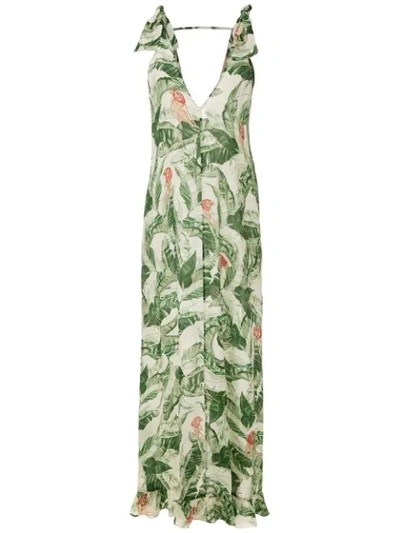 Adriana Degreas Silk Maxi Dress In Green